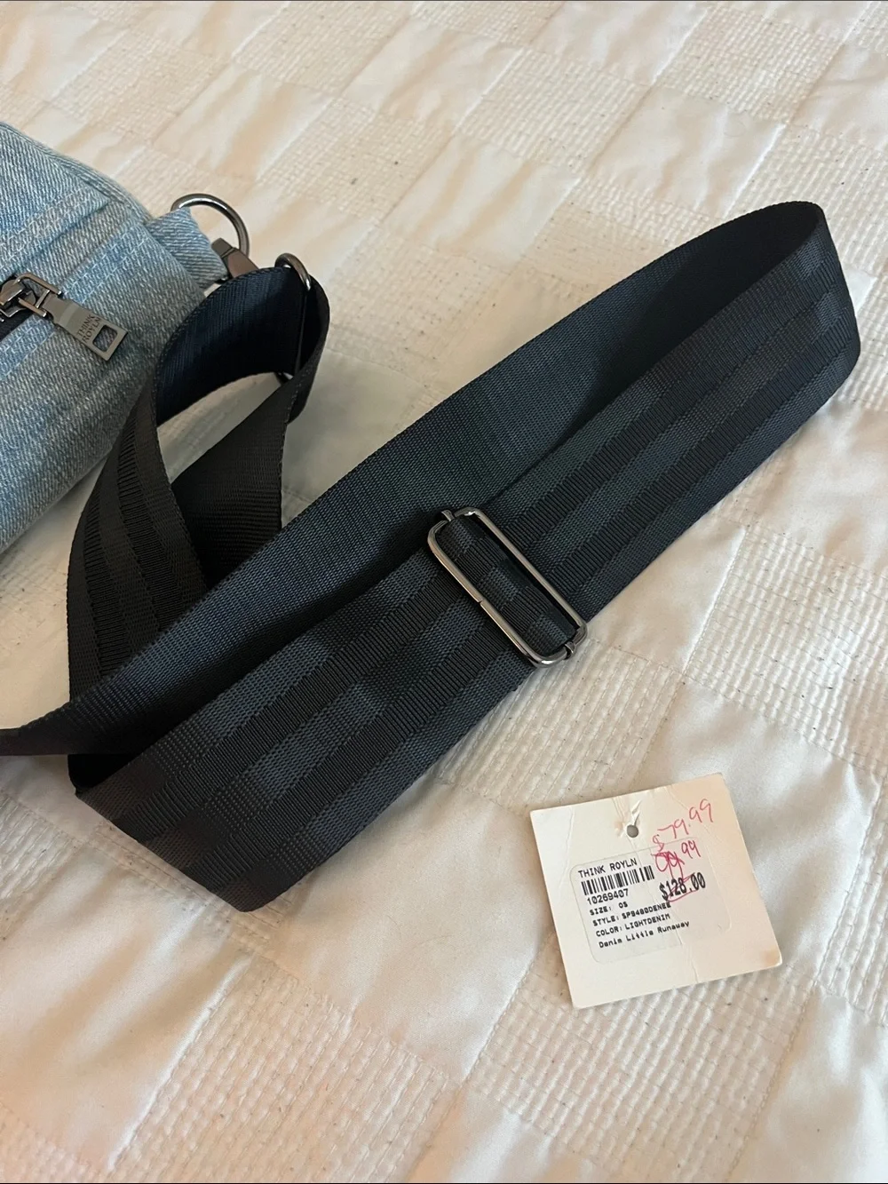 THINK ROYLN Light Blue Denim Crossbody with Black Strap
